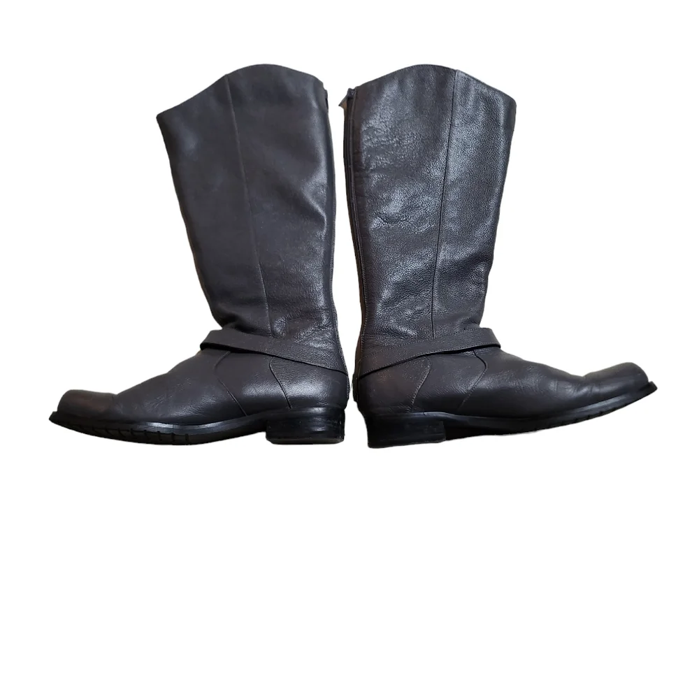 Gabriella Rocha Women's Gray Zip Up Knee High Leather Boots Size 8.5